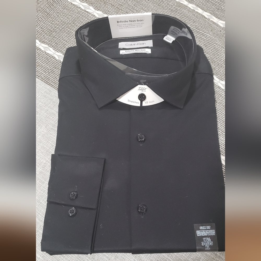 Calvin Klein Black Infinite Non-Iron 17 1/2 34/35 Never worn, still has tags!